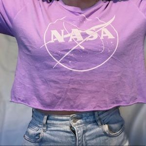 Purple Cropped Nasa T-Shirt
